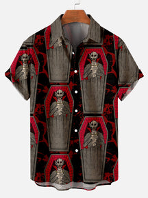 Halloween Horror Monster Print Men's Short Sleeve Shirt