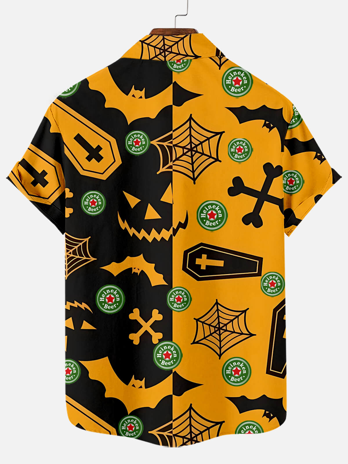 Halloween Pumpkin Face Cross Print Men's Drinking Shirt