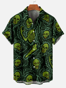 Halloween Horror Monster Print Men's Short Sleeve Shirt