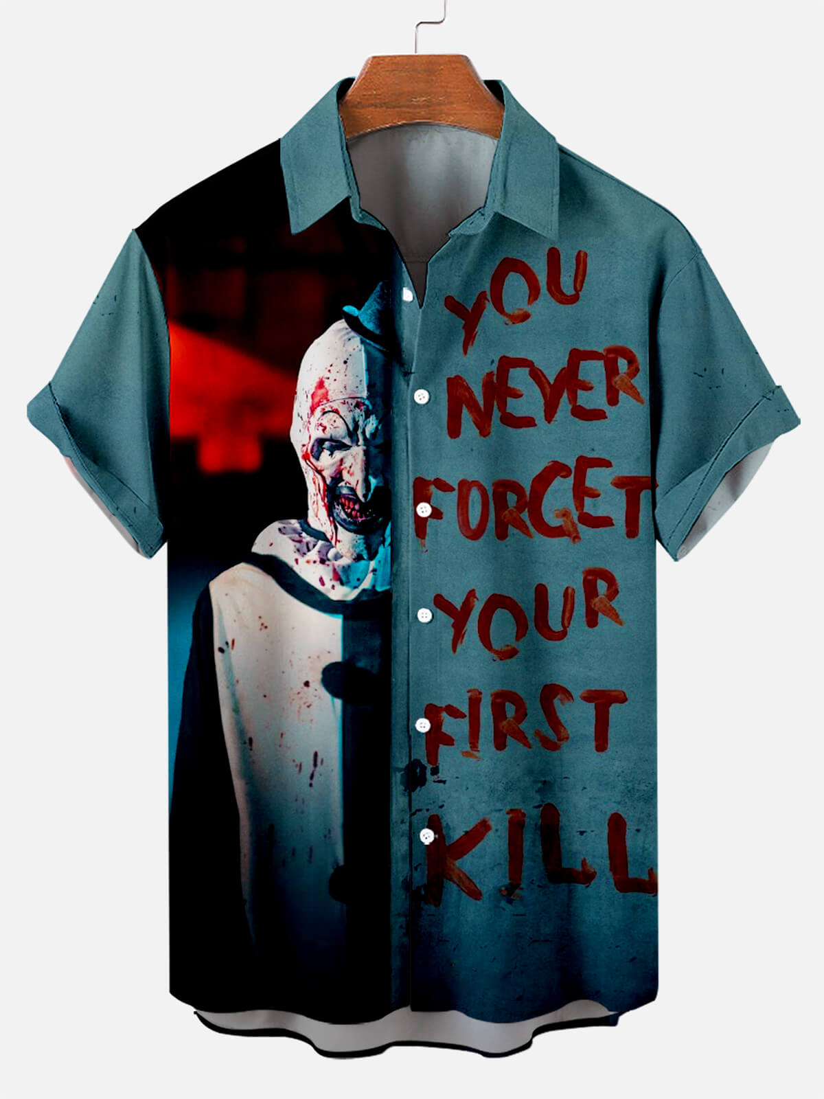 Halloween Horror Movie Character Print Men's Short Sleeve Shirt Top