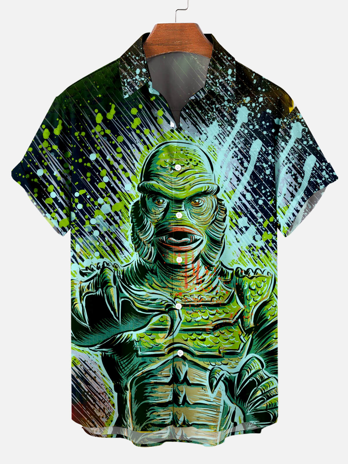 Halloween Horror Movie Character Monster Print Men's Short Sleeve Shirt