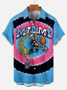 Men's Basketball Slam Dunk Tie Dye Printed Plus Size Short Sleeve Shirt