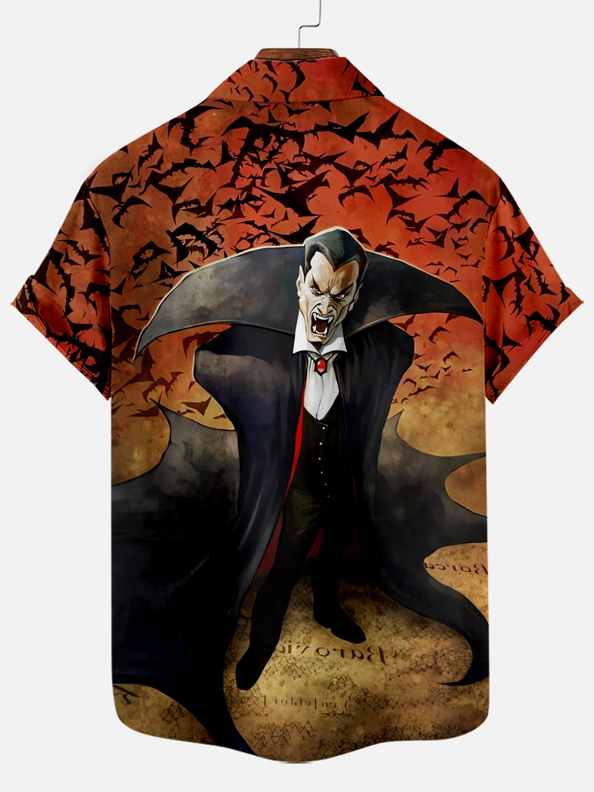 Halloween Horror Movie Character Bat Print Short Sleeve Shirt